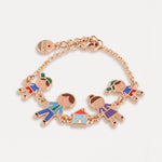 Bracciale in Metallo con ciondoli famiglia impreziositi da smalti colorati - BYSIMON gioielli