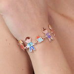Bracciale in Metallo con ciondoli famiglia impreziositi da smalti colorati - BYSIMON gioielli