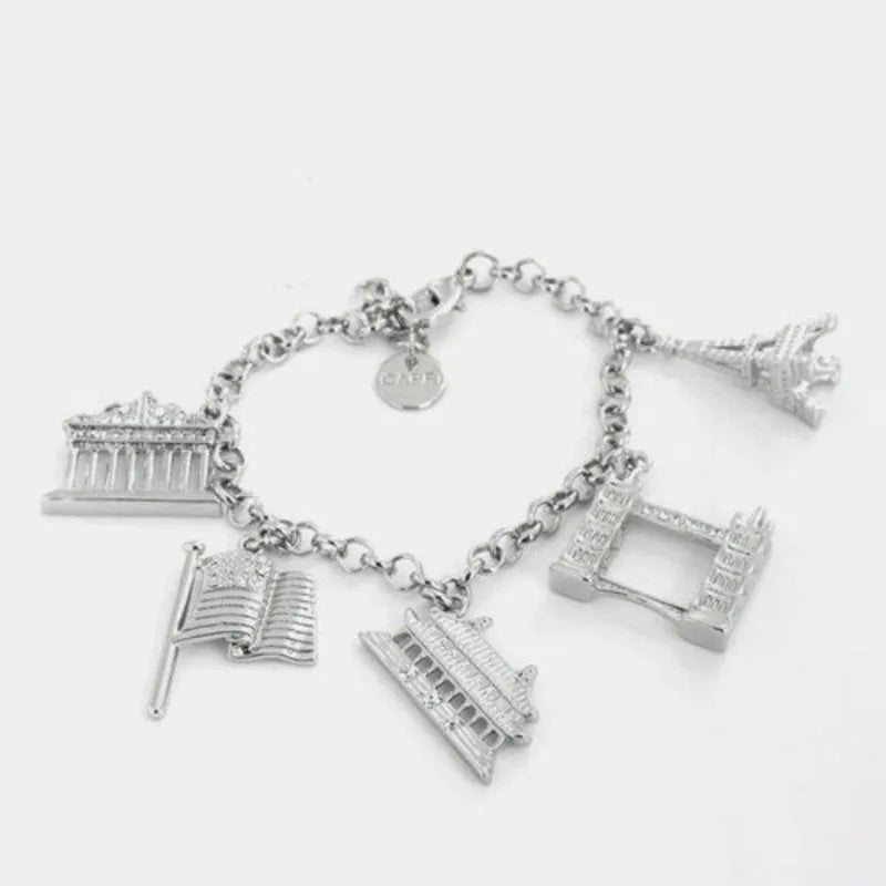 Bracciale in Metallo con monumenti europei pendenti