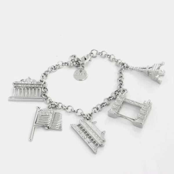 Bracciale in Metallo con monumenti europei pendenti - BYSIMON gioielli