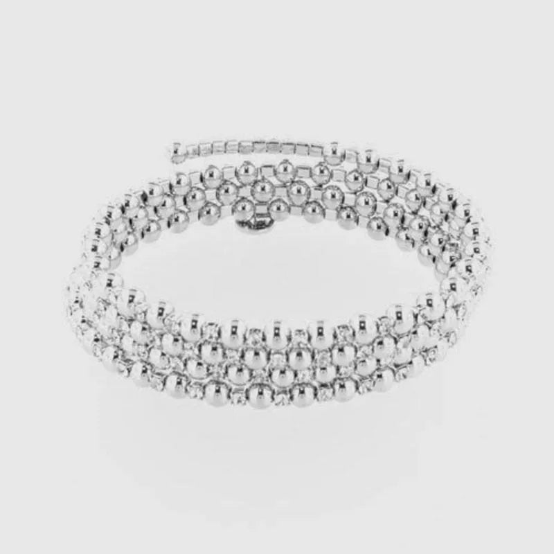 Bracciale in Metallo a spirale con cristalli e sfere