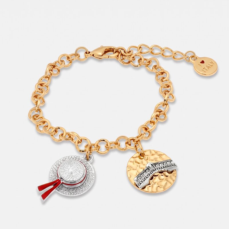 Bracciale in Metallo con cappello veneziano e ponte di rialto pendenti - BYSIMON gioielli