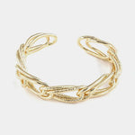 Bracciale in Metallo rigido stile schiava con anelli ad intreccio