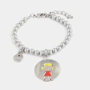 Bracciale in Metallo  con medaglia simbolo bimba impreziosito da smalti colorati