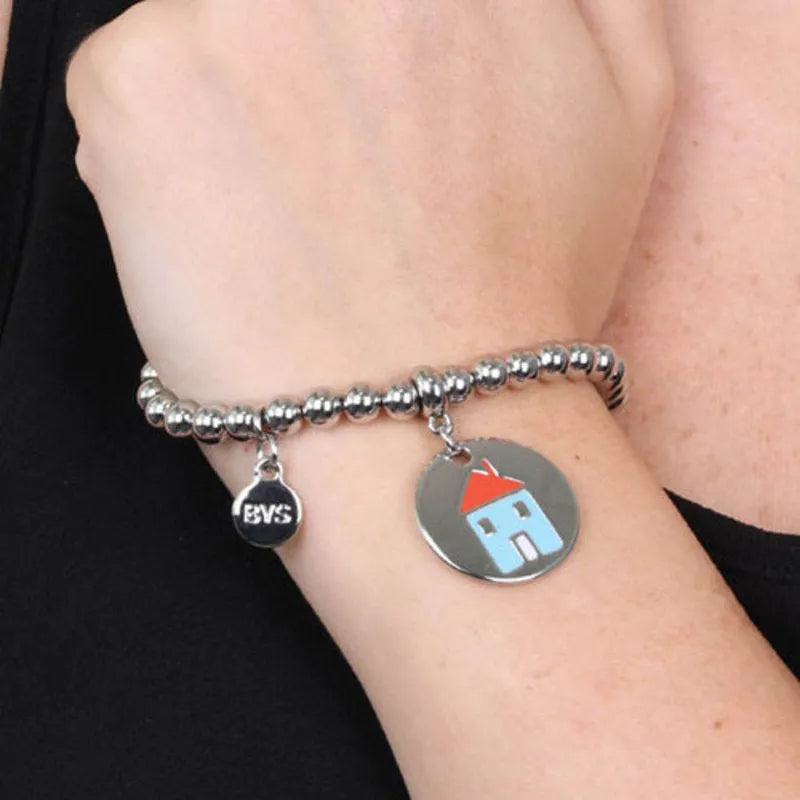 Bracciale in Metallo  con medaglia simbolo casa impreziosito da smalti colorati