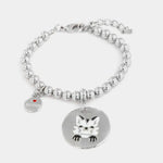 Bracciale in Metallo con medaglia simbolo gatto impreziosito da smalti colorati - BYSIMON gioielli