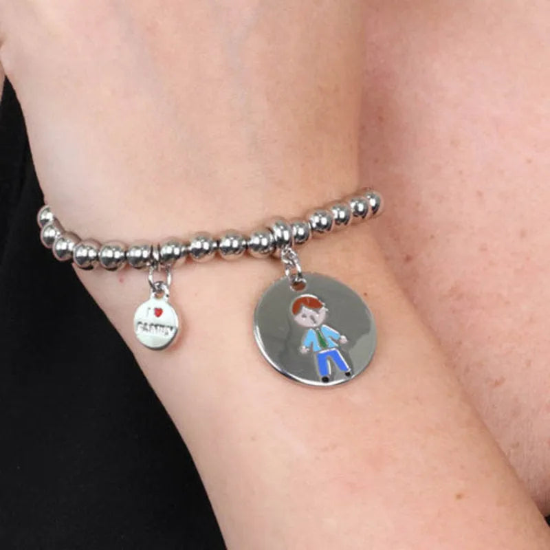 Bracciale in Metallo con medaglia simbolo papà impreziosito da smalti colorati