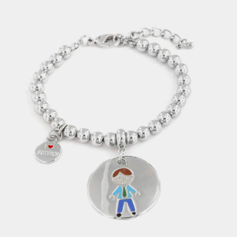 Bracciale in Metallo con medaglia simbolo papà impreziosito da smalti colorati