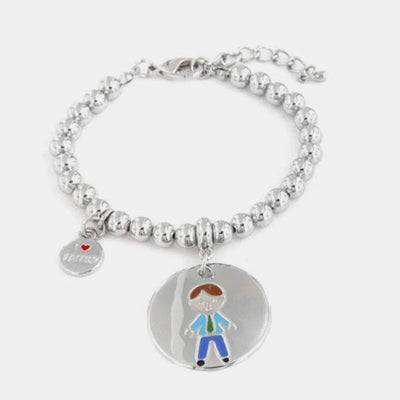 Bracciale in Metallo con medaglia simbolo papà impreziosito da smalti colorati
