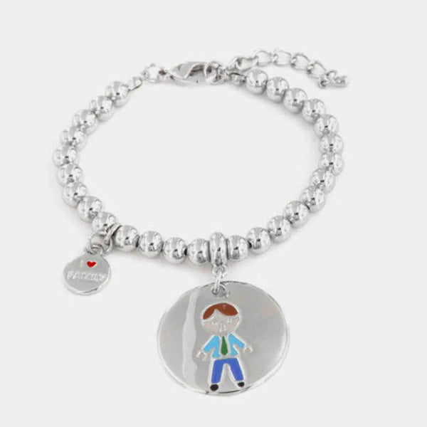 Bracciale in Metallo con medaglia simbolo papà impreziosito da smalti colorati