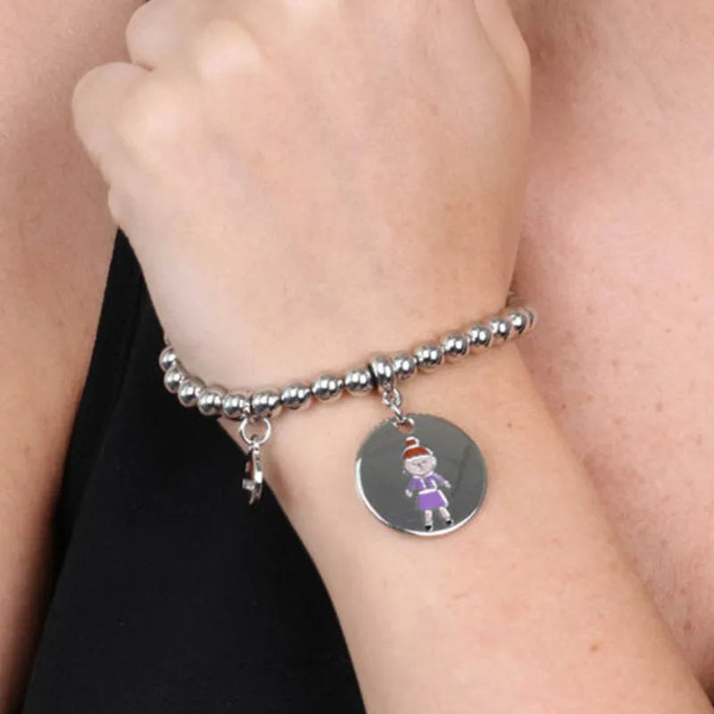 Bracciale in Metallo con medaglia simbolo mamma impreziosito da smalti colorati