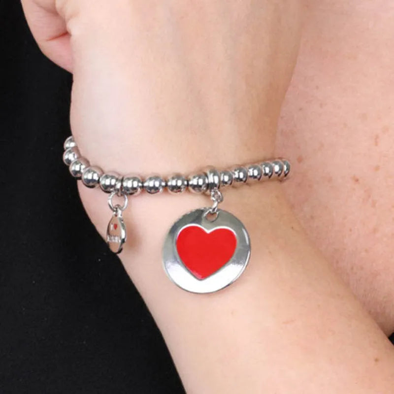 Bracciale in Metallo con medaglia simbolo cuore impreziosito da smalti colorati - BYSIMON gioielli