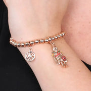 Bracciale in Metallo maglia a sfere, con pupo siciliano pendente, impreziosito da smalti colorati