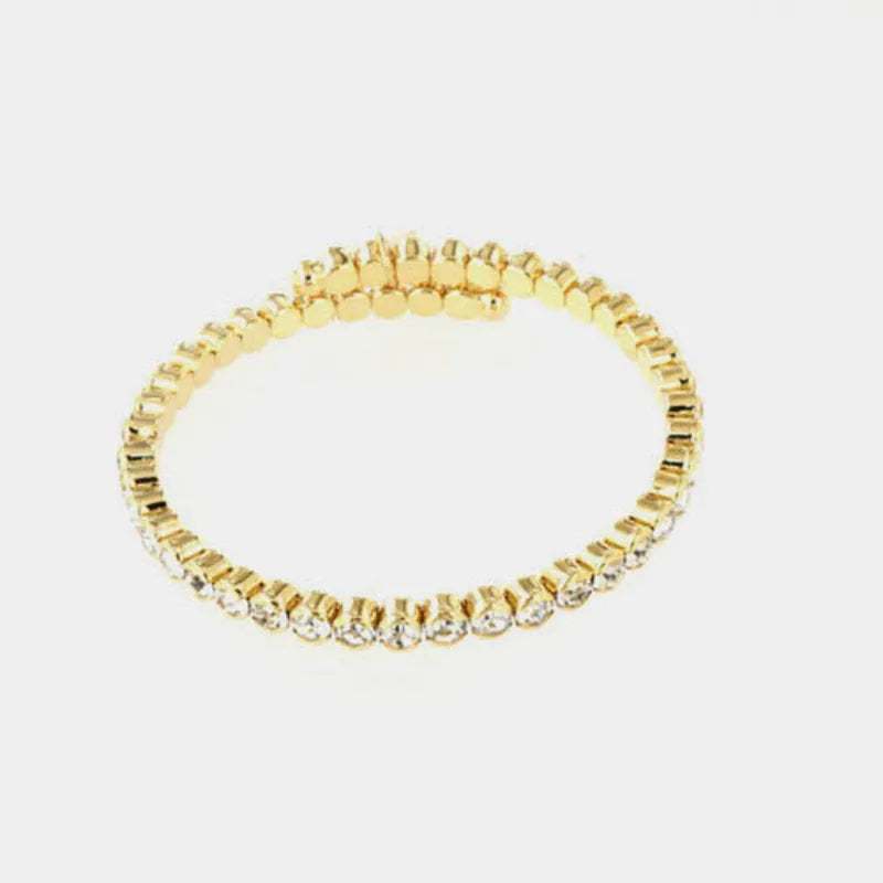 Bracciale in Metallo semirigido con cristalli bianchi - BYSIMON gioielli