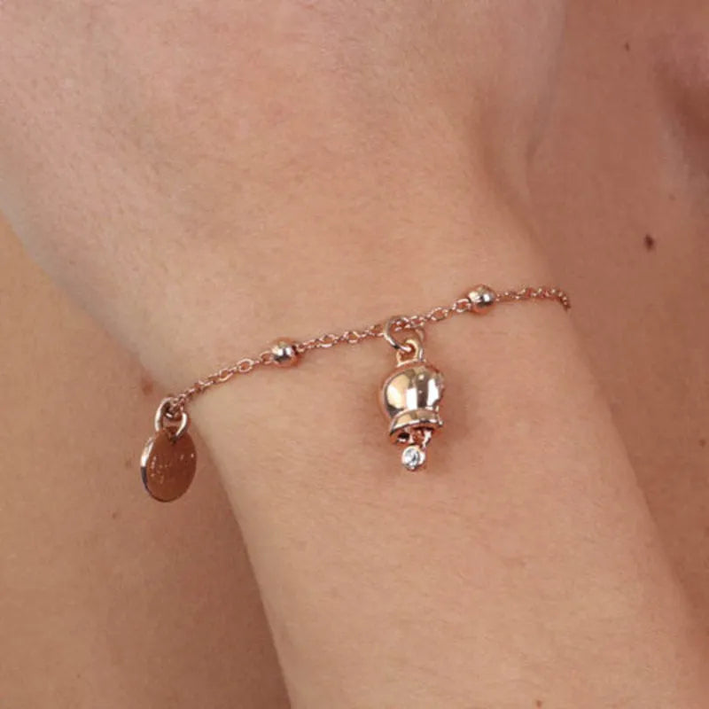 Bracciale in Metallo con campanella portafortuna pendente, impreziosita da punto luce - BYSIMON gioielli