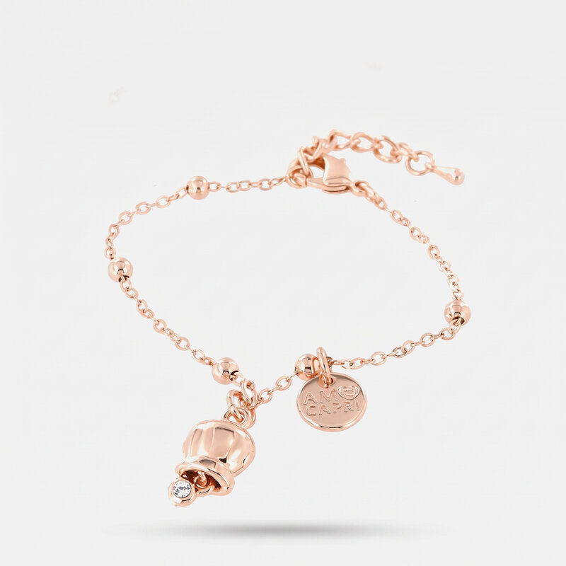 Bracciale in Metallo con campanella portafortuna pendente, impreziosita da punto luce - BYSIMON gioielli