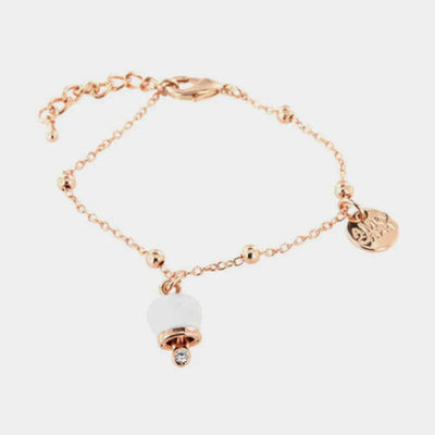 Bracciale in Metallo con campanella portafortuna pendente, impreziosita da smalto bianco e punto luce - BYSIMON gioielli