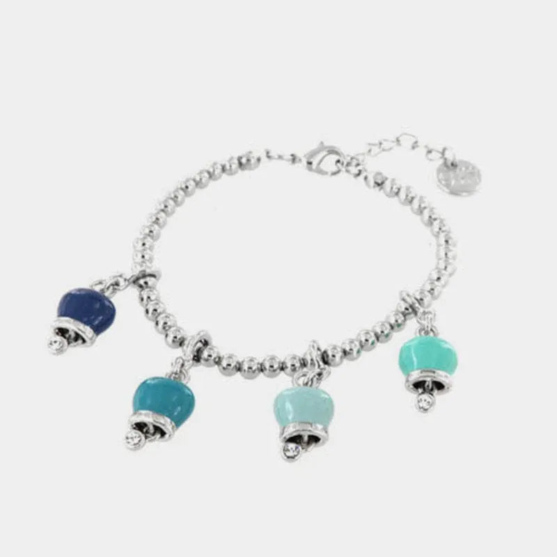 Bracciale in Metallo con quattro campanelle nelle gradazioni del blu - BYSIMON gioielli
