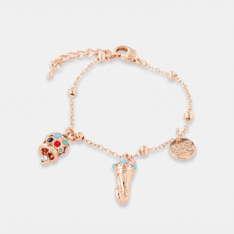 Bracciale in metallo con campanella e corno napoletano pendente | cornetto napoletano | BYSIMON