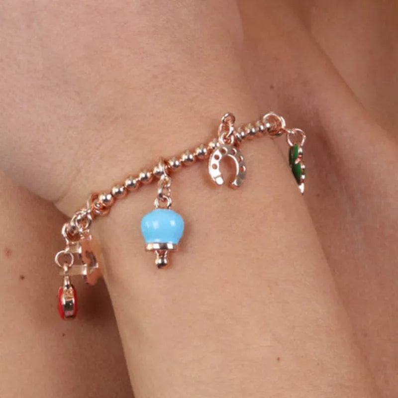 Bracciale in Metallo con corno napoletano, quadrifoglio, coccinella, campana capri - BYSIMON gioielli
