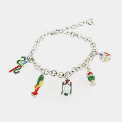 Bracciale in Metallo maglia a rolò con simboli carte siciliane pendenti SICILY - gioiello BySimon
