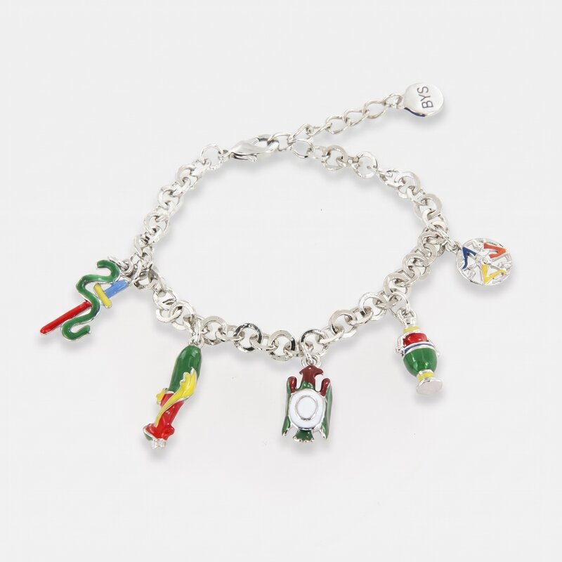 Bracciale in Metallo maglia a rolò con simboli carte siciliane pendenti SICILY - gioiello BySimon