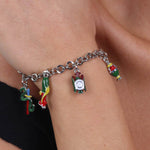 Bracciale in Metallo maglia a rolò con simboli carte siciliane pendenti SICILY - gioiello BySimon
