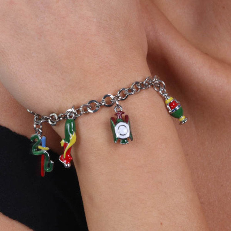 Bracciale in Metallo maglia a rolò con simboli carte siciliane pendenti SICILY - gioiello BySimon