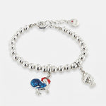 Bracciale in Metallo con gallo pendente impreziosito da smalti colorati e mini pumo pendente - BYSIMON gioielli