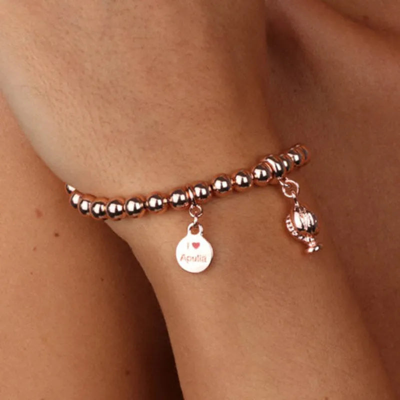 Bracciale pumo pugliese pendente rosè | pumi pugliesi I Love Apulia | BYSIMON