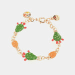 Bracciale in Metallo maglia rolò, con tris di fichi d'india impreziositi da smalti colorati - BYSIMON gioielli