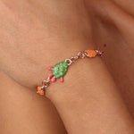 Bracciale in Metallo maglia rolò, con tris di fichi d'india impreziositi da smalti colorati - BYSIMON gioielli