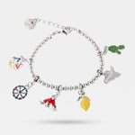 Bracciale in Metallo con charm siciliani, vulcano Etna, fico d'india e limone - BYSIMON gioielli