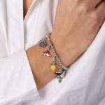 Bracciale in Metallo con charm siciliani, vulcano Etna, fico d'india e limone - BYSIMON gioielli
