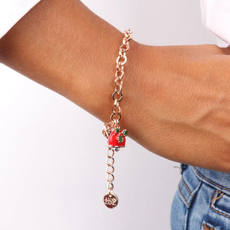 Bracciale in Metallo con campanella portafortuna natalizia