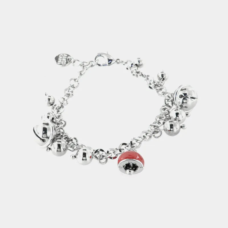Bracciale in Metallo con sonagli e ciondolo pendente a forma di campanella portafortuna natalizia - BYSIMON gioielli