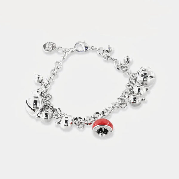 Bracciale in Metallo con sonagli e ciondolo pendente a forma di campanella portafortuna natalizia - BYSIMON gioielli
