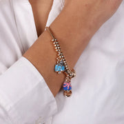Bracciale in Metallo maglia ad anelli, con campanelle in stile marino impreziosite da smalti colorati e cristalli