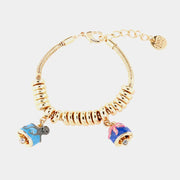 Bracciale in Metallo maglia ad anelli, con campanelle in stile marino impreziosite da smalti colorati e cristalli