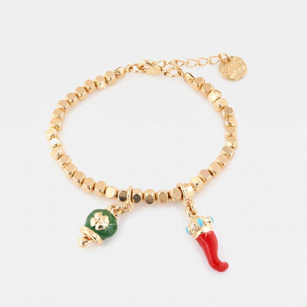 Bracciale con corno portafortuna napoletano in smalto rosso | cornetto portafortuna | BYSIMON