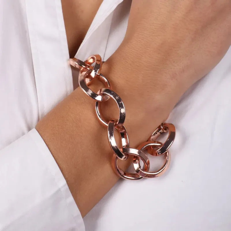 Bracciale in Metallo a catena a meglie larghe lucide