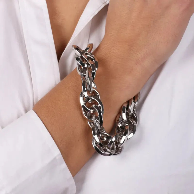 Bracciale in Metallo a catena a meglie intrecciate lucide