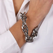 Bracciale in Metallo a catena a meglie intrecciate lucide