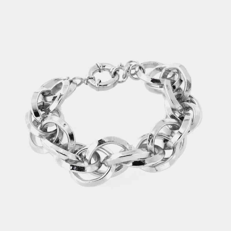 Bracciale in Metallo a catena a meglie intrecciate lucide