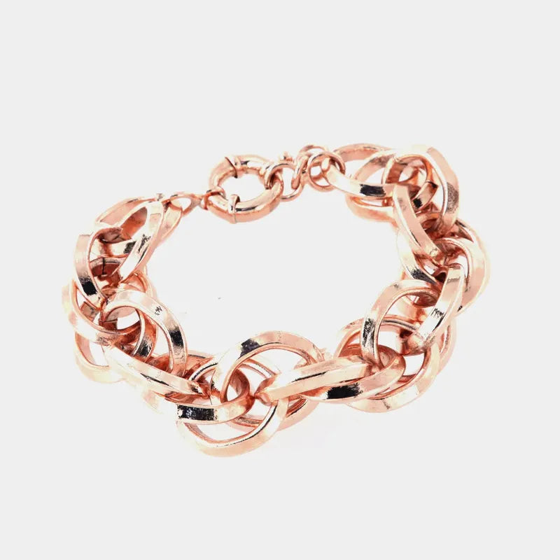 Bracciale in Metallo a catena a meglie intrecciate lucide