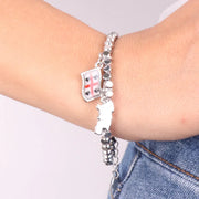 Bracciale in Metallo con ciondolo dell' isola di Sardegna e della bandiera dei quattro mori