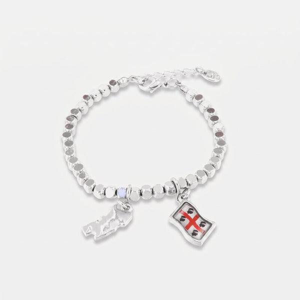 Bracciale in Metallo con ciondolo dell' isola di Sardegna e della bandiera dei quattro mori - BYSIMON gioielli