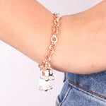 Bracciale in Metallo con campanella portafortuna smaltata bianca e cristalli bianchi - BYSIMON gioielli