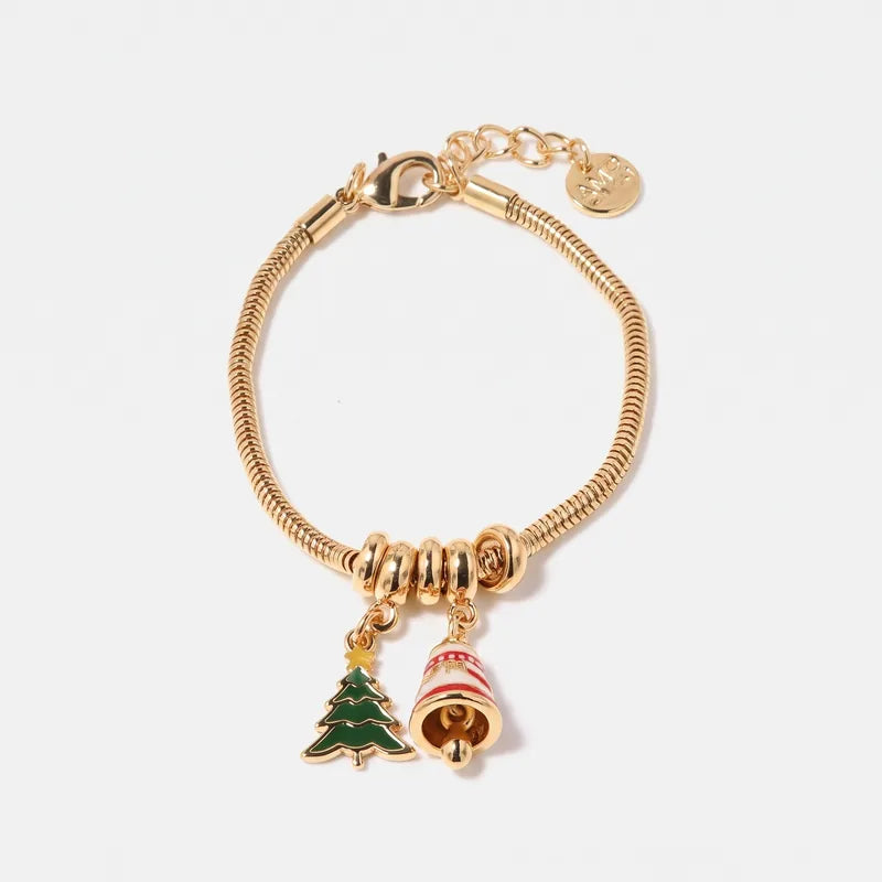 Bracciale in Metallo con pendenti a forma di albero e campanella portafortuna