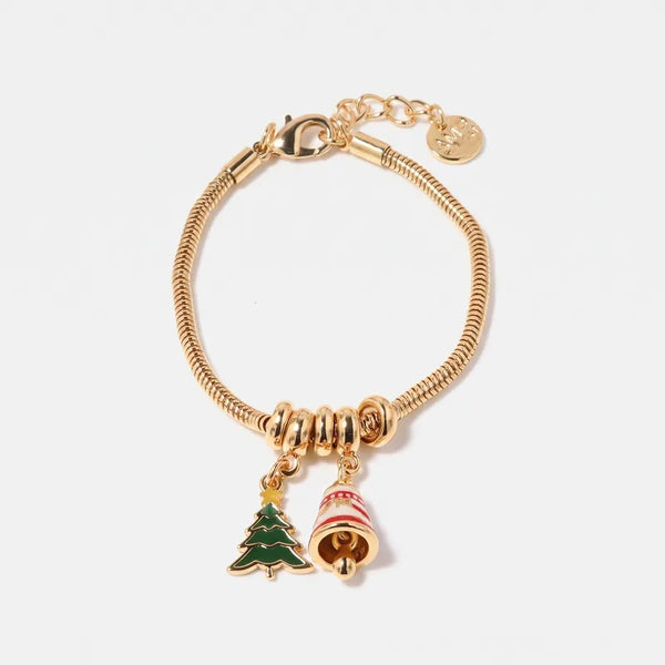 Bracciale in Metallo con pendenti a forma di albero e campanella portafortuna